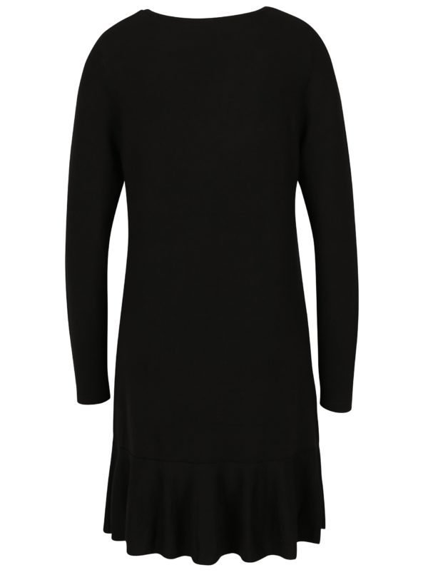Čierne svetrové šaty s volánom QS by s.Oliver
