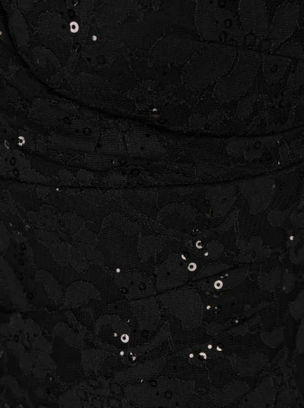 Čierne čipkové šaty s flitrami a prekladaným výstrihom Scarlett B