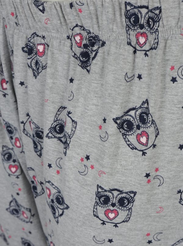 Sivo-krémové pyžamo s potlačou sov Dorothy Perkins Curve