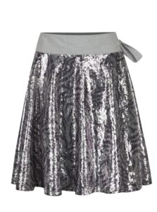 Vzorovaná sukňa na zavinovanie s flitrami v striebornej farbe La femme MiMi