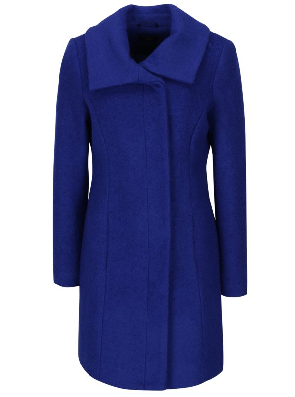 Modrý zimný kabát s prímesou vlny M&Co