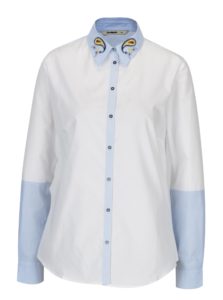 Modro-biela košeľa s výšivkou Desigual Liliane