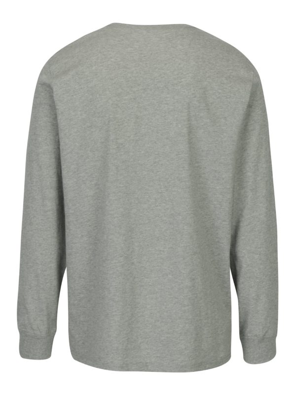 Sivé pánske melírované tričko s dlhým rukávom Converse Tee Cuff