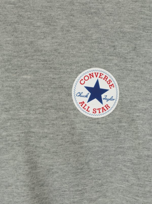 Sivé pánske melírované tričko s dlhým rukávom Converse Tee Cuff