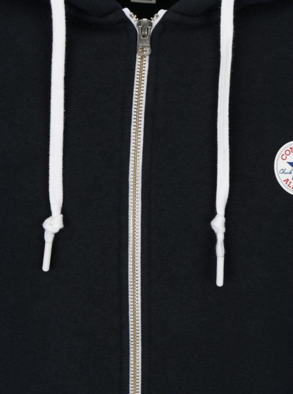 Tmavomodrá pánska mikina na zips s kapucňou Converse Core Full