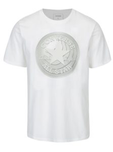 Biele pánske tričko s potlačou Converse Dimensional Layer Chuckpatch