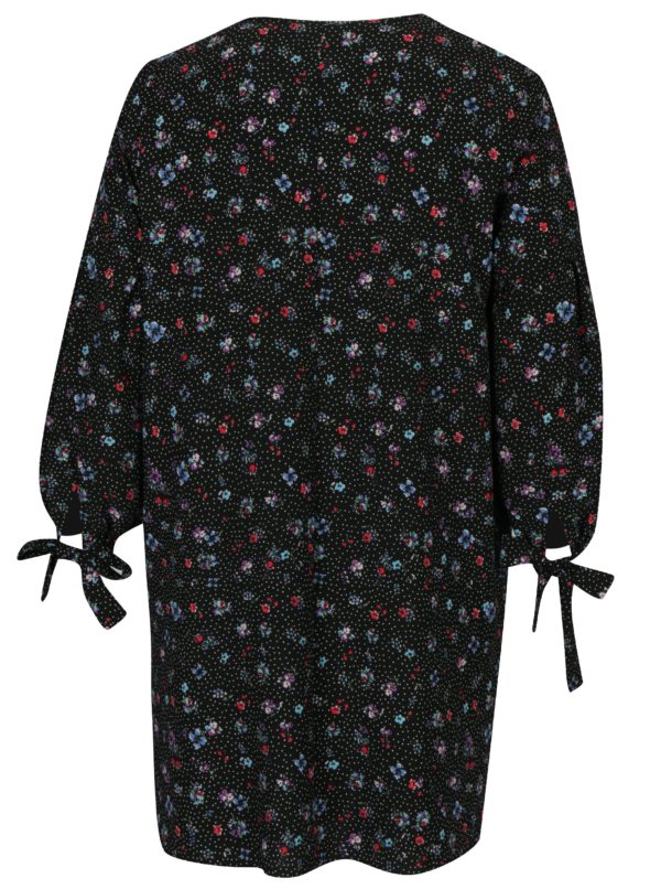 Čierne kvetované šaty s dlhým rukávom Dorothy Perkins Curve