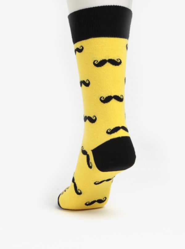 Sada troch párov unisex ponožiek v čiernej a žltej farbe v darčekovej krabičke Fusakle Bestseller