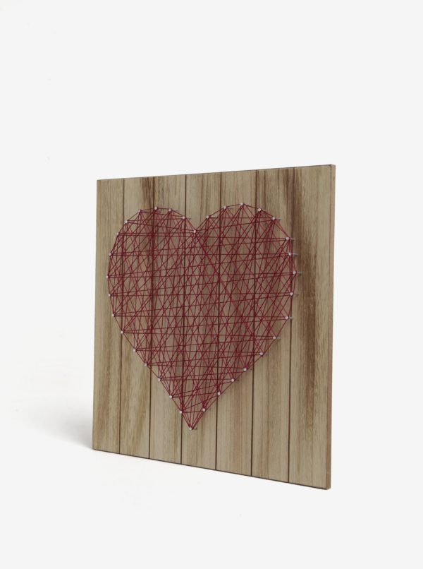 Červeno-hnedý drevený obraz s motívom srdca SIFCON