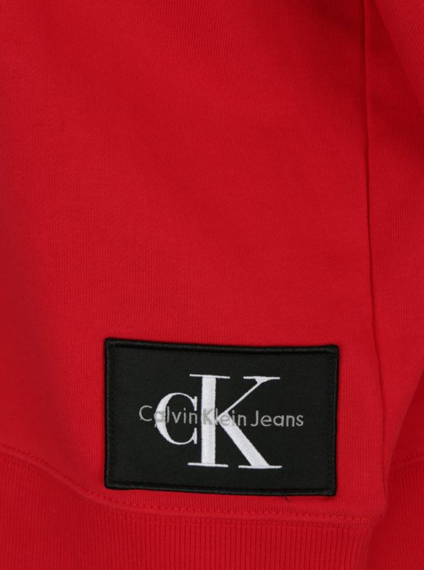 Červená dámska krátka basic mikina Calvin Klein Jeans