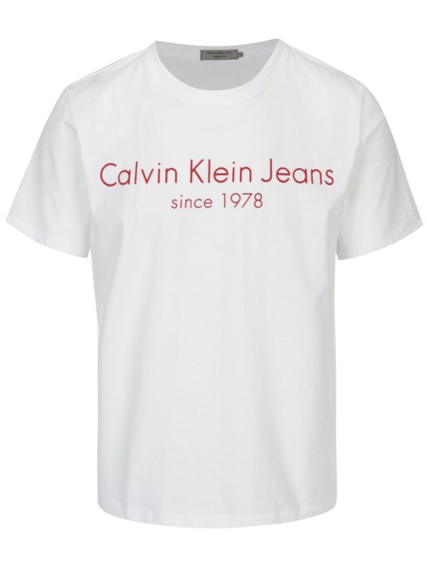 Biele pánske regular fit tričko s potlačou Calvin Klein Jeans