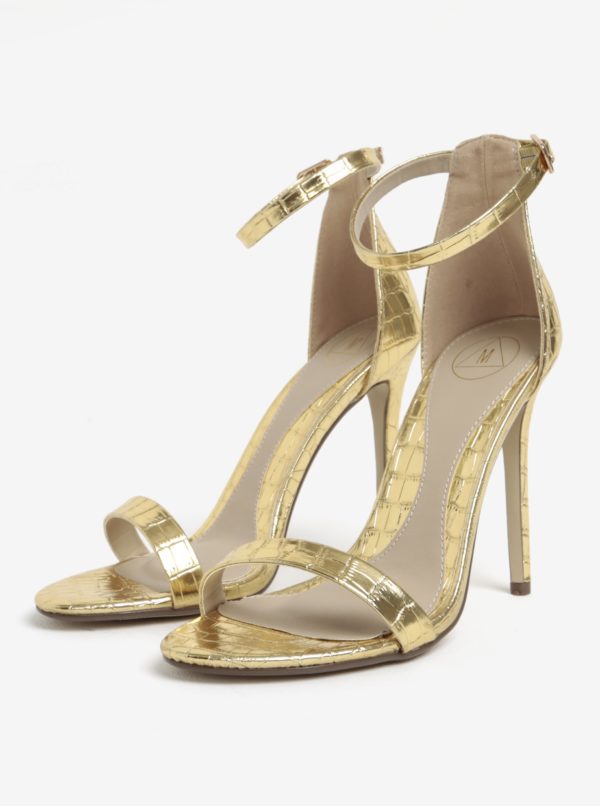 Sandále s hadím vzorom v zlatej farbe MISSGUIDED