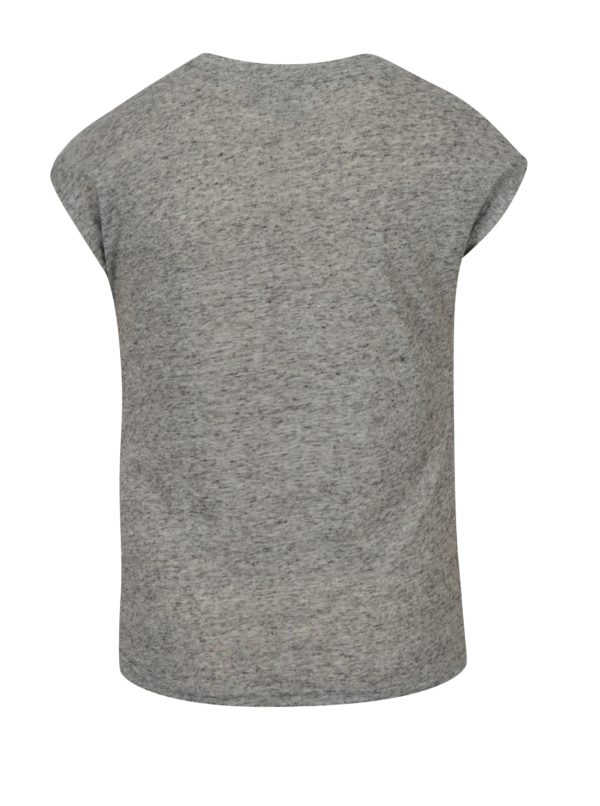 Sivé melírované dievčenské tričko s prímesou ľanu LIMITED by name it Noisa