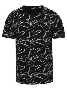 Čierne vzorované tričko ONLY & SONS Scott