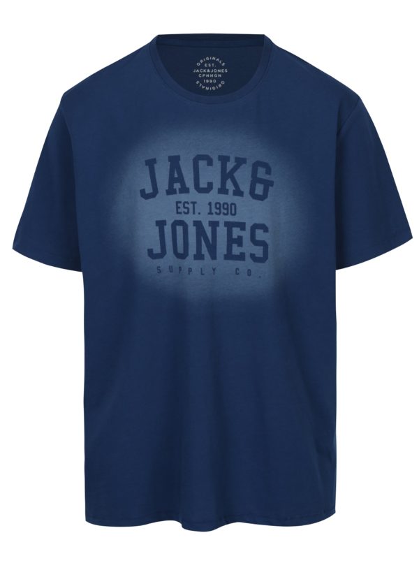Modré tričko s potlačou Jack & Jones Stencild