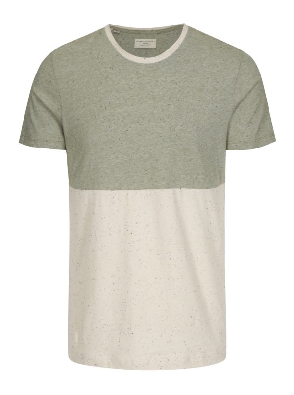 Béžovo-zelené melírované tričko Selected Homme Tim