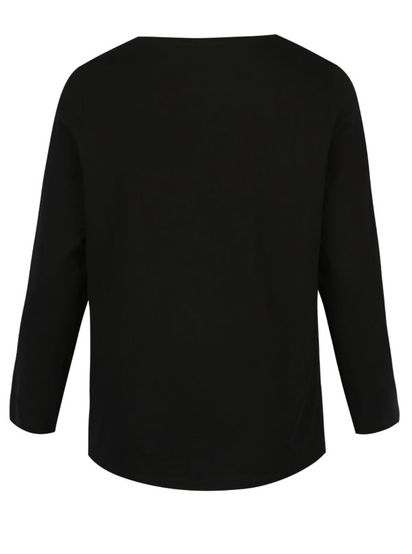 Čierne tričko s dlhým rukávom a gombíkmi Ulla Popken