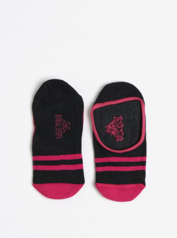 Súprava troch párov dievčenských pruhovaných členkových ponožiek v ružovej farbe Bóboli