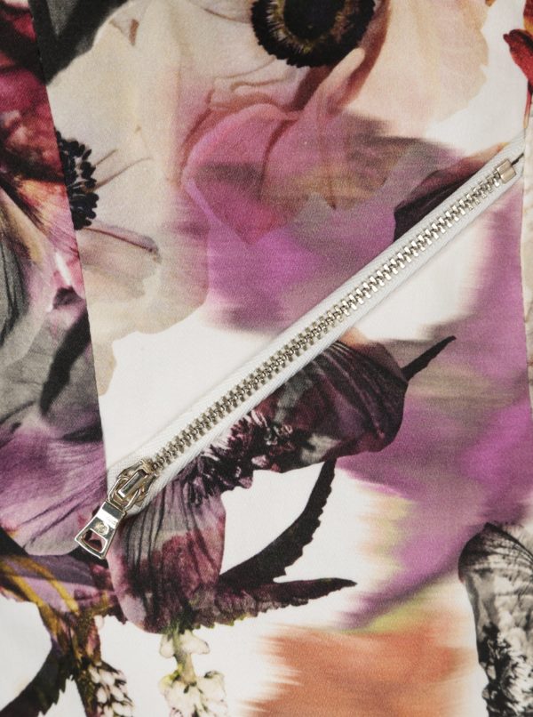 Krémové dámske kvetované sako so zipsom Pietro Filipi