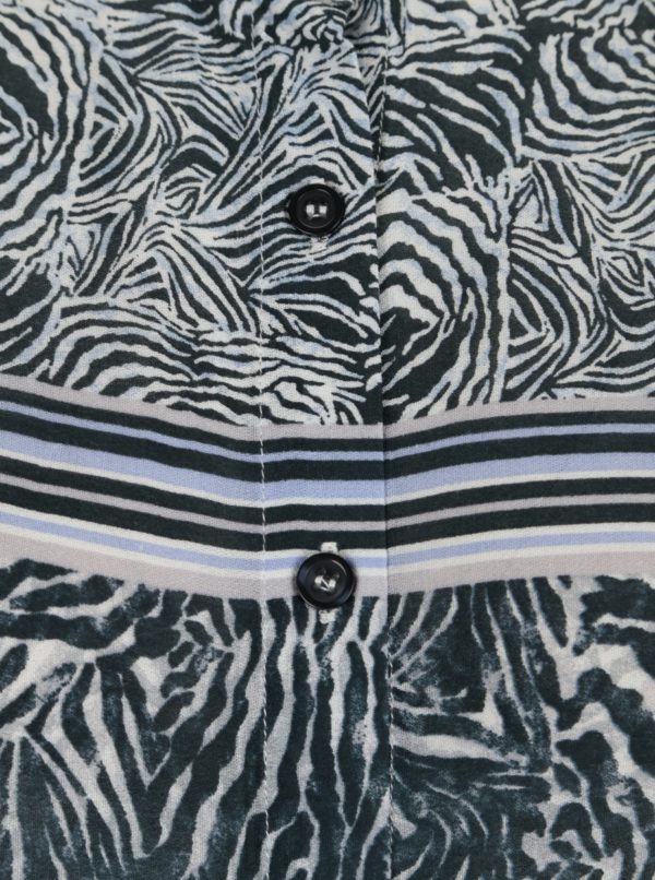 Krémovo-modrá vzorovaná dlhá košeľa Yest