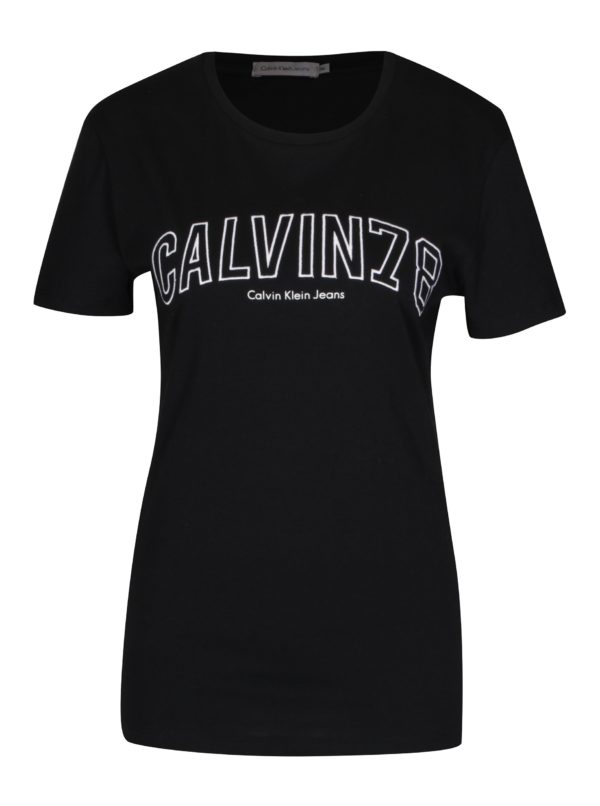 Čierne dámske tričko s vyšívaným logom Calvin Klein Tanya