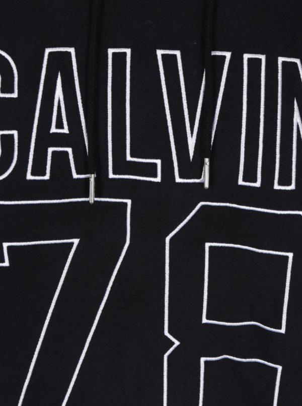 Čierna pánska mikina s vyšívaným logom a číslicou Calvin Klein Himba