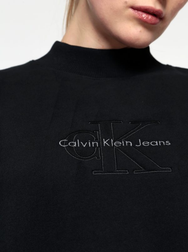 Čierne mikinové šaty s dlhým rukávom Calvin Klein Jeans Denver