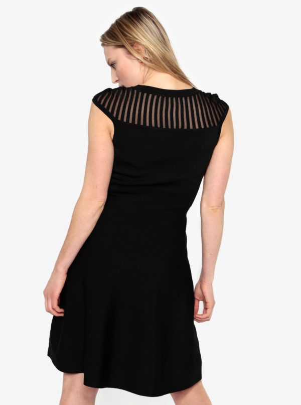 Čierne šaty s prehľadným dekoltom French Connection Rosecrepeknts