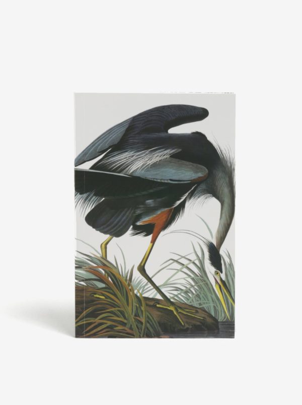 Biely zápisník s motívom žeriava Magpie Heron