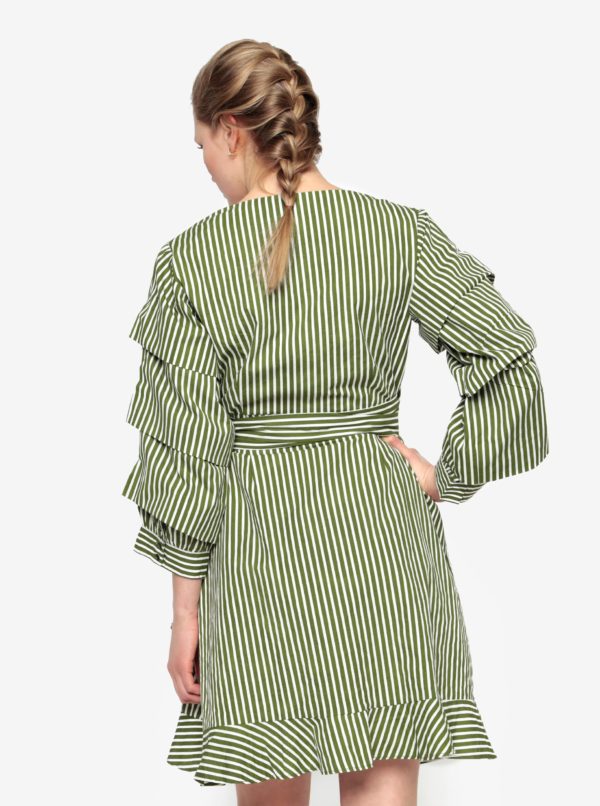 Krémovo-zelené zavinovacie šaty VILA Picana