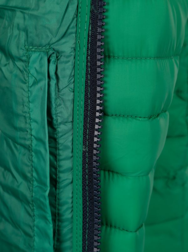 Zelená chlapčenská prešívaná bunda s kapucňou Tom Joule Cairn