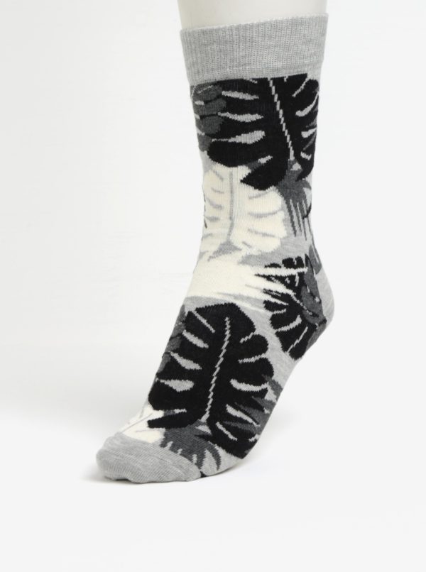 Súprava štyroch párov sivo-červených vzorovaných unisex ponožiek Happy Socks