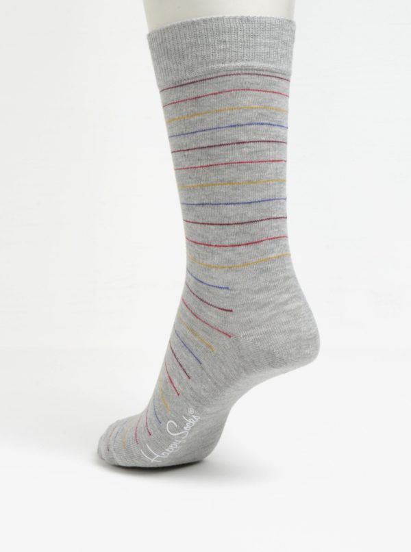 Sivé pruhované unisex ponožky Happy Socks Thin Stripe