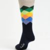 Béžovo-modré pánske vzorované ponožky Happy Socks Faded Diamond