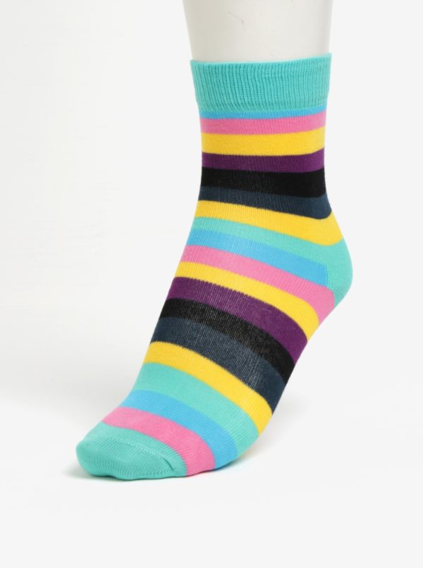 Ružovo-zelené detské pruhované ponožky Happy Socks Stripe