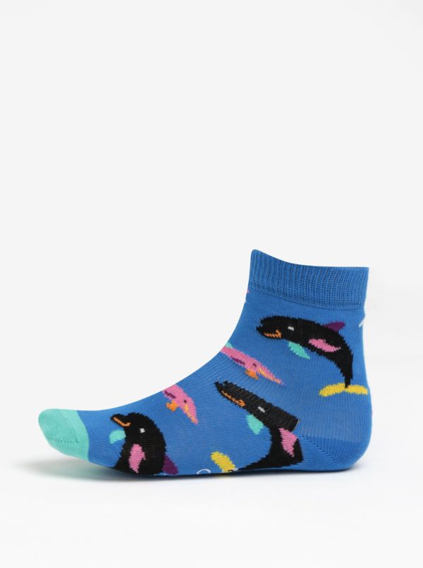 Súprava dvoch párov modrých detských vzorovaných ponožiek Happy Socks Beach Ball