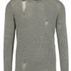 Béžový rebrovaný sveter s roztrhaným efektom Shine Original