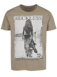 Béžové tričko s potlačou Reckless Denim Shine Original 