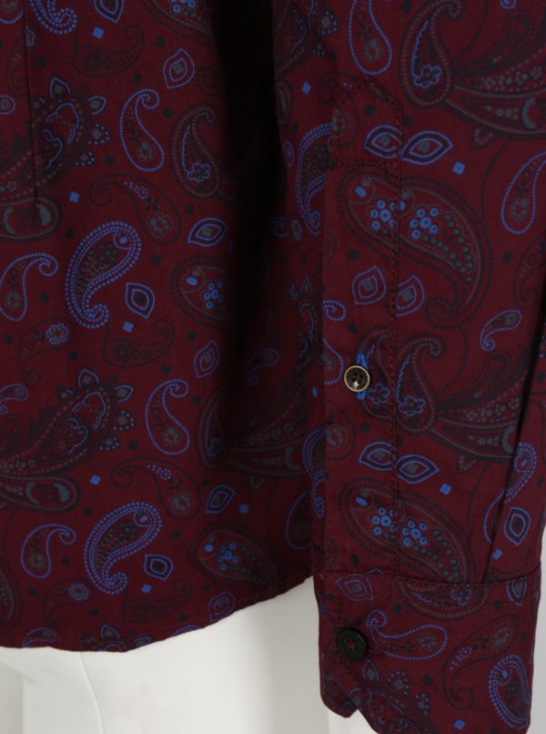 Vínová pánska vzorovaná slim fit košeľa s.Oliver