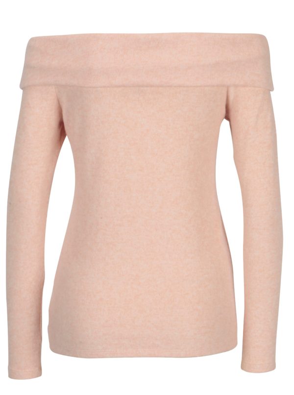 Svetloružový melírovaný sveter s odhalenými ramenami Dorothy Perkins