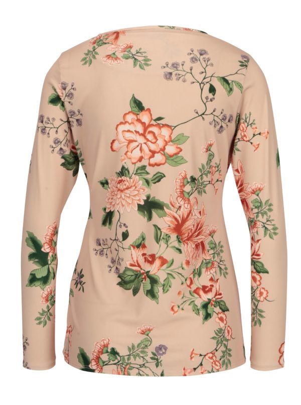 Marhuľové kvetované tričko s riasením Dorothy Perkins