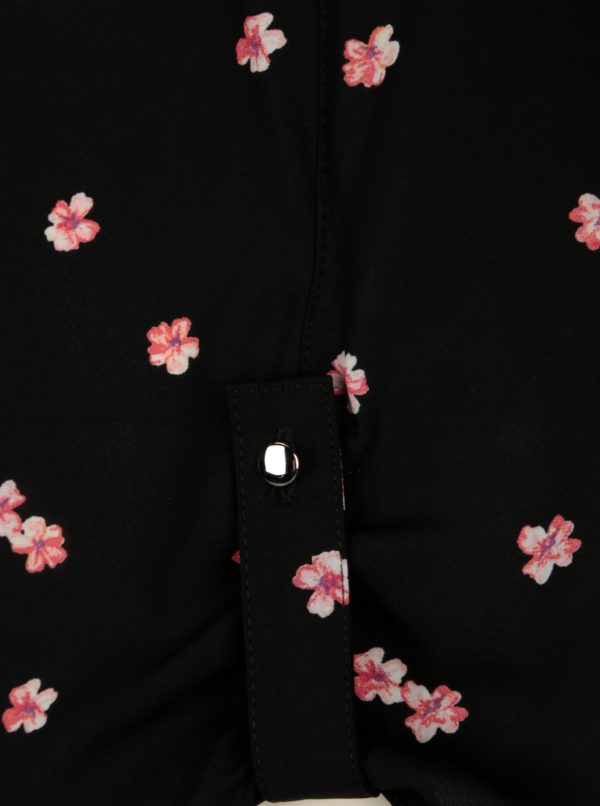 Čierna kvetovaná blúzka s dlhým rukávom Dorothy Perkins
