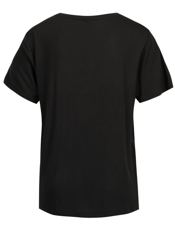 Čierne lesklé tričko s flitrovou výšivkou ONLY Sally
