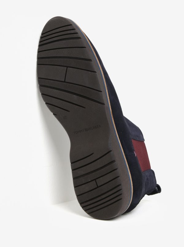 Tmavomodré pánske semišové chelsea topánky Tommy Hilfiger