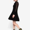 Čierne svetrové šaty s priesvitným rukávom Oasis Lace