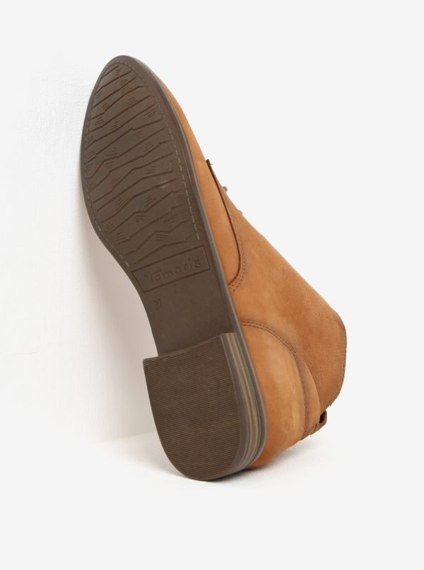 Hnedé kožené členkové topánky Tamaris
