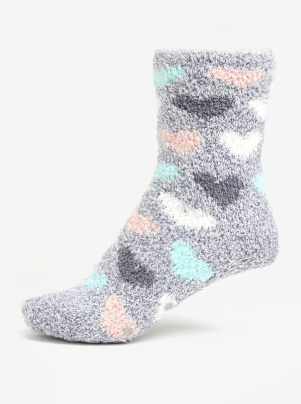 Súprava dvoch párov vzorovaných ponožiek v sivej a bielej farbe Oasis Heart