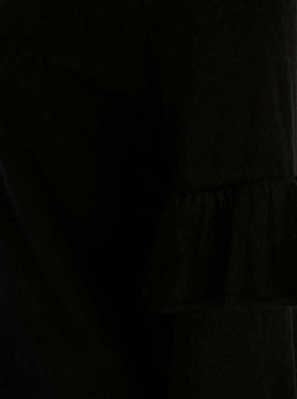 Čierny sveter s volánmi na rukávoch Jacqueline de Yong Stardust