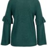 Zelený sveter s volánmi na rukávoch Jacqueline de Yong Stardust