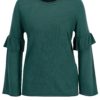 Zelený sveter s volánmi na rukávoch Jacqueline de Yong Stardust